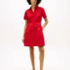 Rochie-cămașă din poplin cu ochiuri brodate