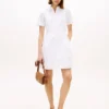 Rochie-cămașă din poplin cu ochiuri brodate