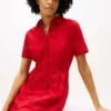 Rochie-cămașă din poplin cu ochiuri brodate