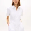 Rochie-cămașă din poplin cu ochiuri brodate