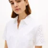 Rochie-cămașă din poplin cu ochiuri brodate