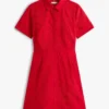 Rochie-cămașă din poplin cu ochiuri brodate