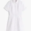 Rochie-cămașă din poplin cu ochiuri brodate