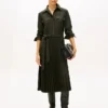 Rochie-cămașă din sârgă plisată, cu curele Rochie-cămașă din sârgă plisată, cu curele