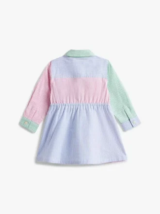 Rochie-cămașă elastică cu dungi mixte pentru bebeluși