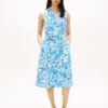 Rochie-cămașă fără mâneci, cu centură, din amestec de in Rochie-cămașă fără mâneci, cu centură, din amestec de in
