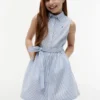 Rochie-cămașă fără mâneci cu curea pentru copii