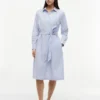Rochie-cămașă midi cu dungi florale pe toată suprafața