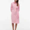 Rochie-cămașă midi cu dungi florale pe toată suprafața