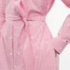 Rochie-cămașă midi cu dungi florale pe toată suprafața