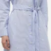 Rochie-cămașă midi cu dungi florale pe toată suprafața