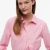 Rochie-cămașă midi cu dungi florale pe toată suprafața
