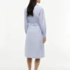 Rochie-cămașă midi cu dungi florale pe toată suprafața