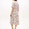 Rochie-cămașă midi din in cu imprimeu animalier