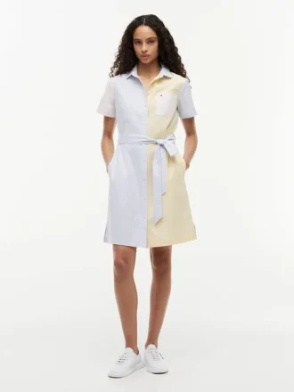 Rochie-cămașă Oxford cu dungi multiple