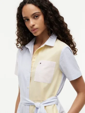 Rochie-cămașă Oxford cu dungi multiple