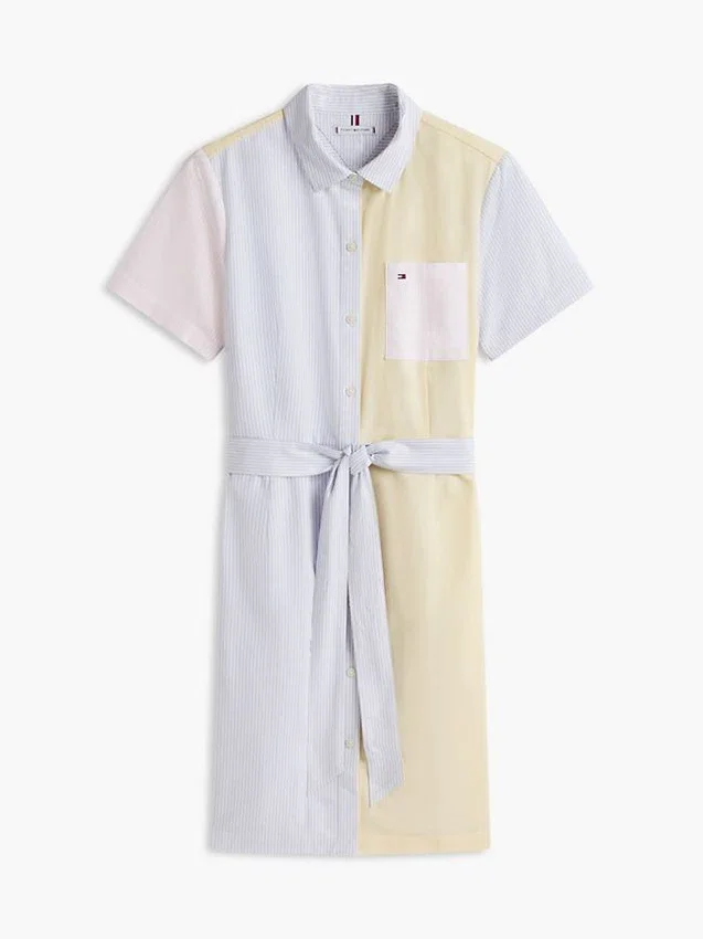 Rochie-cămașă Oxford cu dungi multiple Rochie-cămașă Oxford cu dungi multiple