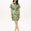 Rochie-cămașă utilitară cu mâneci scurte și curele