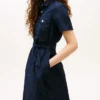 Rochie-cămașă utilitară cu mâneci scurte și curele