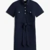 Rochie-cămașă utilitară cu mâneci scurte și curele