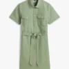 Rochie-cămașă utilitară cu mâneci scurte și curele