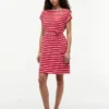 Rochie din bumbac elastic cu dungi și curele Rochie din bumbac elastic cu dungi și curele