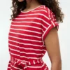 Rochie din bumbac elastic cu dungi și curele Rochie din bumbac elastic cu dungi și curele