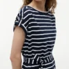 Rochie din bumbac elastic cu dungi și curele Rochie din bumbac elastic cu dungi și curele