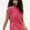 Rochie din bumbac elastic cu dungi și curele Rochie din bumbac elastic cu dungi și curele