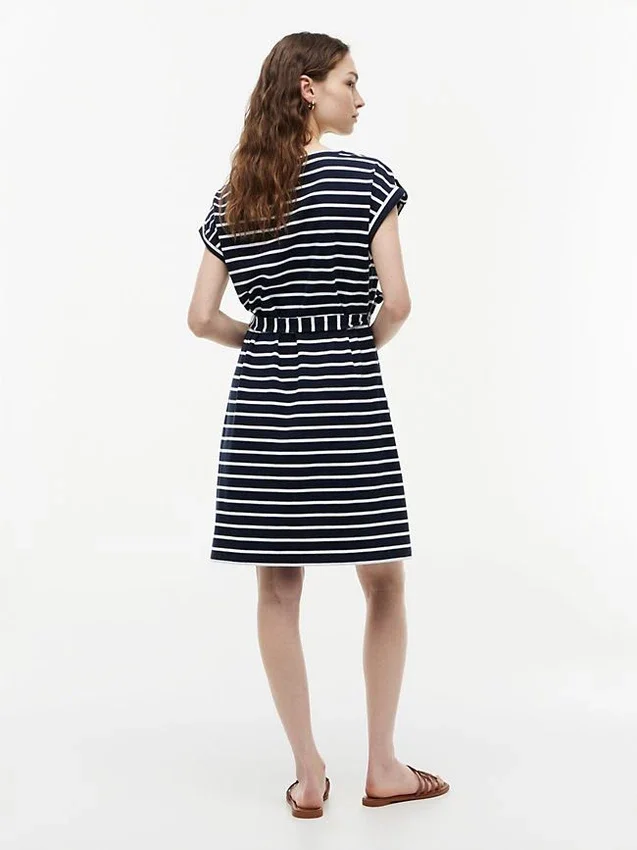 Rochie din bumbac elastic cu dungi și curele Rochie din bumbac elastic cu dungi și curele
