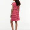 Rochie din bumbac elastic cu dungi și curele Rochie din bumbac elastic cu dungi și curele