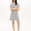 Rochie din bumbac interlock cu dungi în zig-zag Rochie din bumbac interlock cu dungi în zig-zag