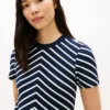 Rochie din bumbac interlock cu dungi în zig-zag Rochie din bumbac interlock cu dungi în zig-zag