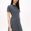 Rochie din bumbac interlock cu dungi în zig-zag Rochie din bumbac interlock cu dungi în zig-zag