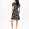 Rochie din bumbac interlock cu dungi în zig-zag Rochie din bumbac interlock cu dungi în zig-zag