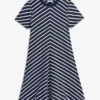 Rochie din bumbac interlock cu dungi în zig-zag Rochie din bumbac interlock cu dungi în zig-zag