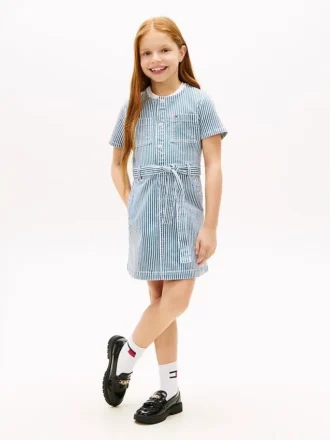 Rochie din denim cu dungi pentru copii