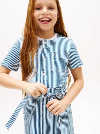 Rochie din denim cu dungi pentru copii