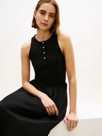 Rochie fără mâneci din materiale mixte