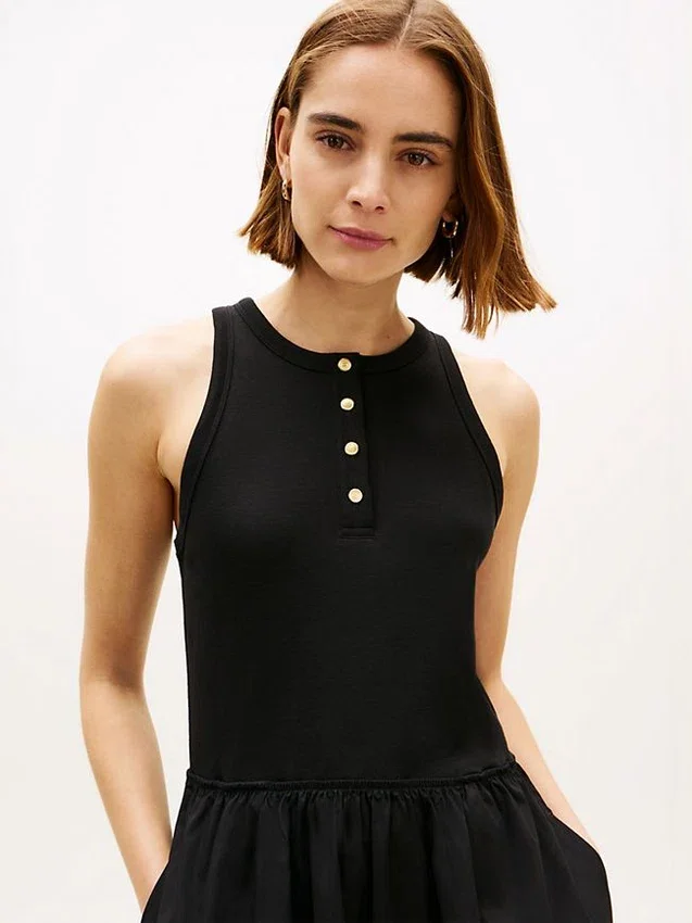 Rochie fără mâneci din materiale mixte Rochie fără mâneci din materiale mixte