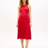 Rochie fără mâneci plisată din materiale mixte Rochie fără mâneci plisată din materiale mixte