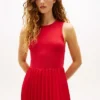 Rochie fără mâneci plisată din materiale mixte Rochie fără mâneci plisată din materiale mixte