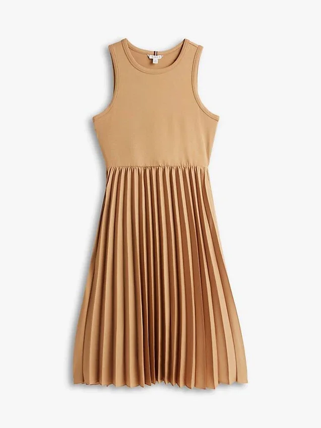Rochie fără mâneci plisată din materiale mixte Rochie fără mâneci plisată din materiale mixte