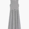 Rochie maxi din crep cu dungi și pliuri Rochie maxi din crep cu dungi și pliuri