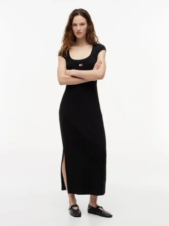 Rochie maxi Tommy Jeans din tricot cu nervuri