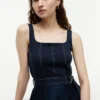Rochie midi cu curele și cusături contrastante Rochie midi cu curele și cusături contrastante