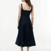 Rochie midi cu curele și cusături contrastante Rochie midi cu curele și cusături contrastante