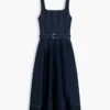Rochie midi cu curele și cusături contrastante Rochie midi cu curele și cusături contrastante