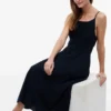 Rochie midi din amestec de in, cu volane Rochie midi din amestec de in, cu volane