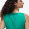 Rochie midi din amestec de in cu volane Rochie midi din amestec de in cu volane